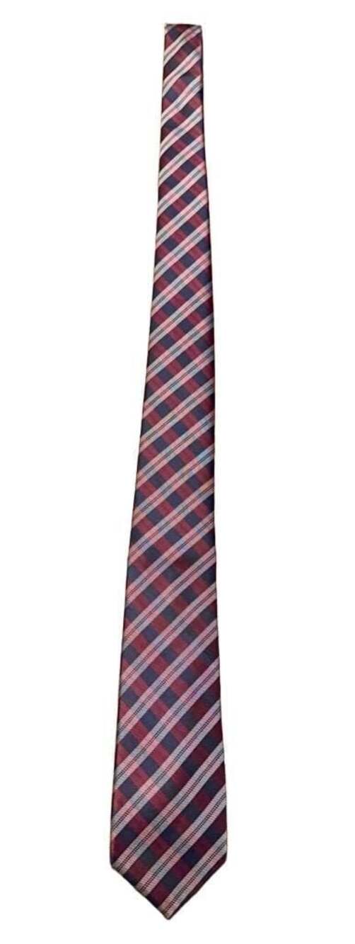 Tommy Hilfiger Red and Navy Plaid Silk Tie